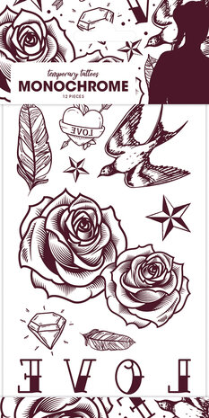 Monochrome Love tattoos, 12 st.