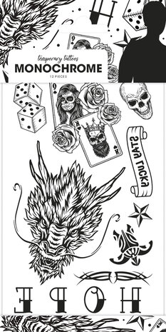 Monochrome Hope tattoos, 12 st.