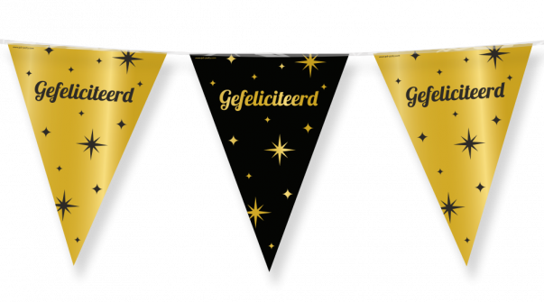 Gefeliciteerd vlaggenlijn classy party, 10 m