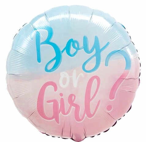 Boy or Girl gender reveal folieballon, 45 cm