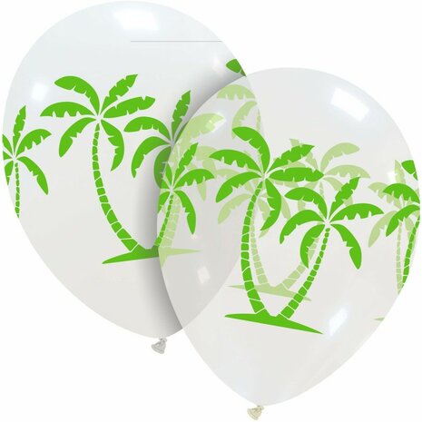 Palmboom ballonnen mix, 6 stuks