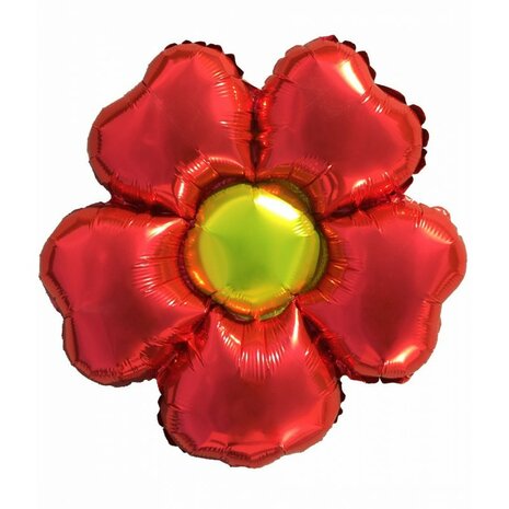 Bloem rood folieballon, 44cm