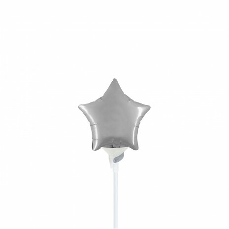 Zilver ster mini folieballon, 10 cm