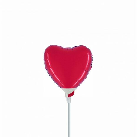 Rood hartje mini folieballon, 23 cm