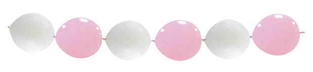 Ballonnen slinger wit roze