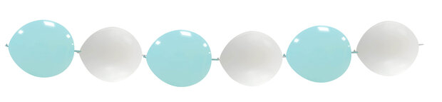 Ballonnen slinger wit blauw, 10 linkballonnen, 30 cm