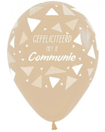 Gefeliciteerd met je Communie ballonnen White Sand, 5 stuks