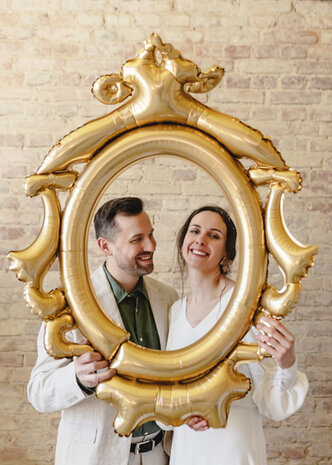 photo frame folieballon goud ovaal