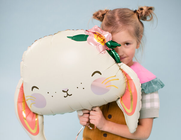 Rabbit folieballon kop, 50 cm