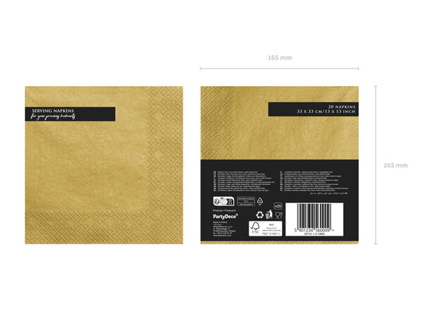 Servetten metallic goud, 20 st