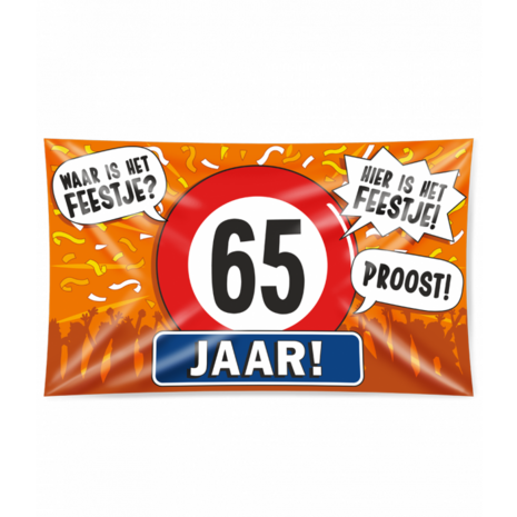 65 jaar XXL gevelvlag, 150x90 cm