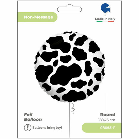 Koe print folieballon, 18 inch