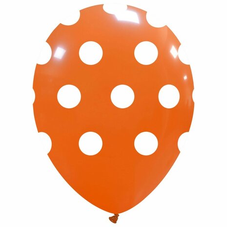 Polka dots ballonnen oranje, 6 st., 30 cm