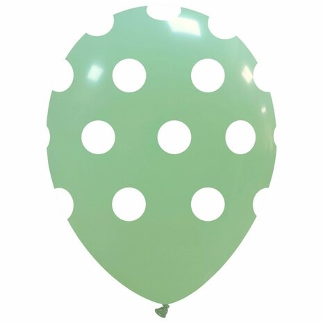 Polka dots ballonnen mint, 6 st., 30 cm