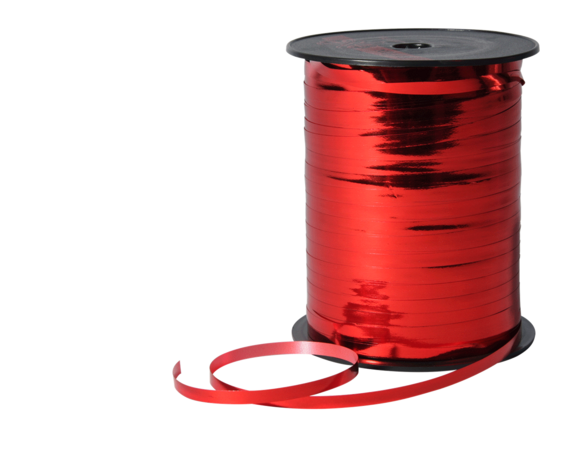 Krullint metallic rood, 5mm, rol 500 m