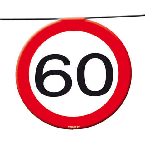 60 jaar verkeersbord slinger, 12 m