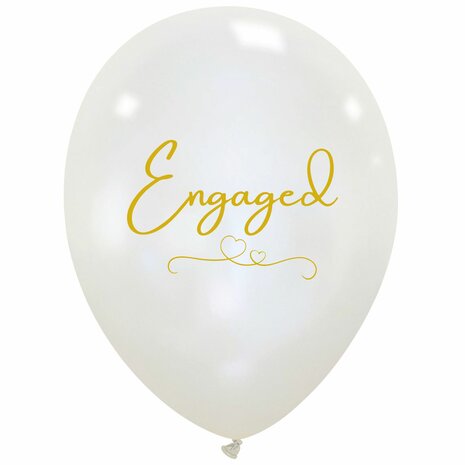 Engaged ballonnen wit-peach, 6 stuks, 30cm