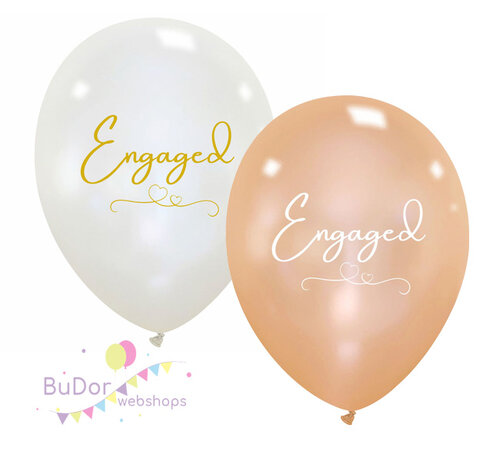 Engaged ballonnen wit-peach, 6 stuks, 30cm