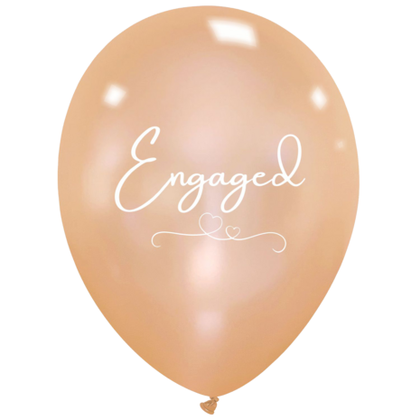 Engaged ballonnen wit-peach, 6 stuks, 30cm