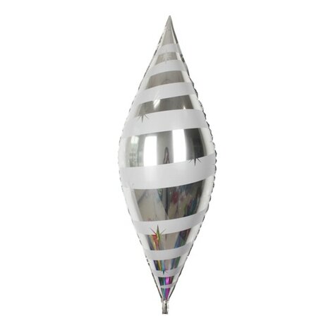 Taper folieballon zilver swirl, 36 inch