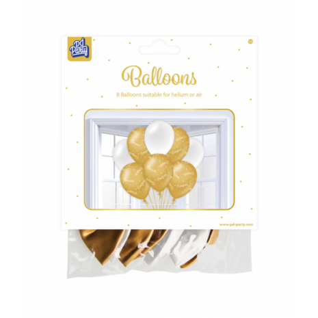 Congrats gold-white ballonnen, 8x