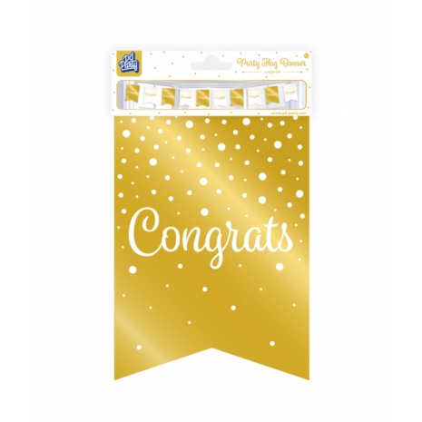 Happy Birthday gold/white vlaggenlijn / banner, 6 m