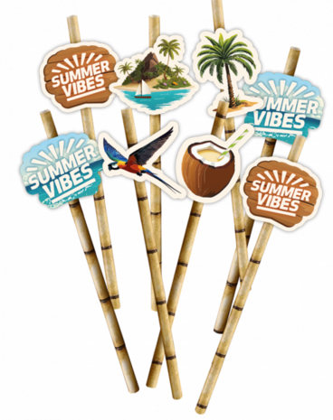 Summer Vibes rietjes, papier, 8 st