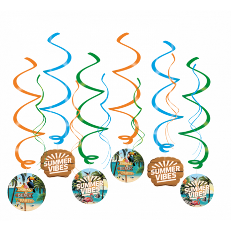 Summer vibes swirl decoration, 12 delig