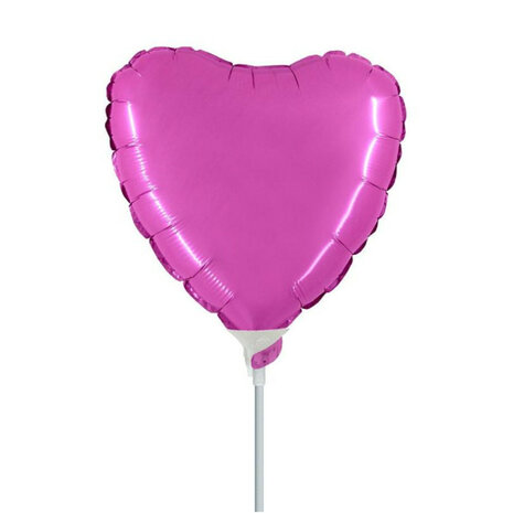 Fuchsia hartje mini folieballon, 23 cm