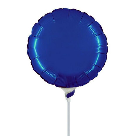 Donkerblauw rond mini folieballon, 23 cm