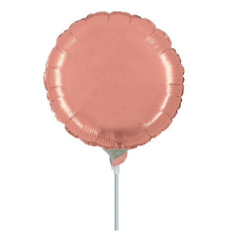 Rose gold rond mini folieballon, 23 cm