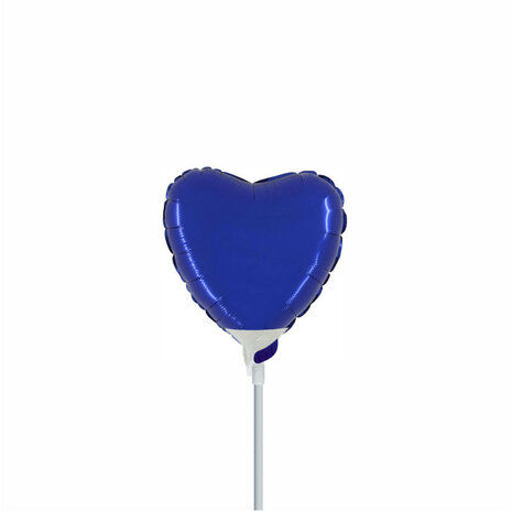 Donkerblauw hartje mini folieballon, 10 cm