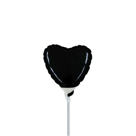 Zwart hartje mini folieballon, 10 cm