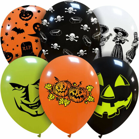 Halloween mixed balloons, 6 st., latex