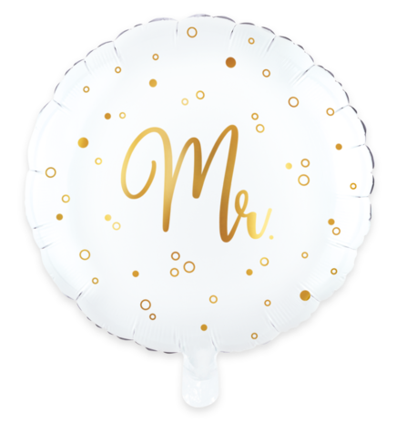 Mr folieballon wit rond, 18 inch