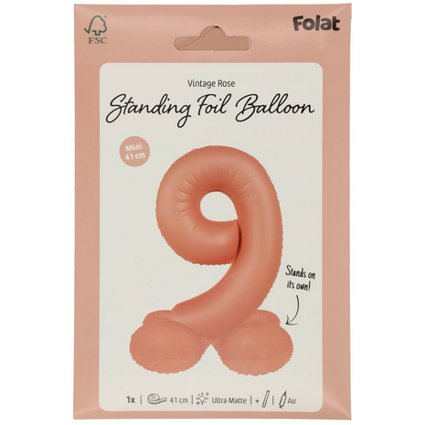 foliecijfer 9 staand, vintage rose, 41 cm