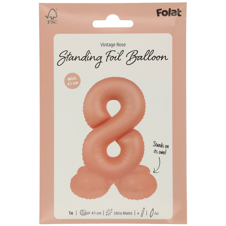 foliecijfer 8 staand, vintage rose, 41 cm