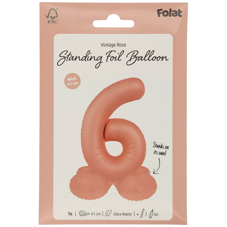 foliecijfer 6 staand, vintage rose, 41 cm