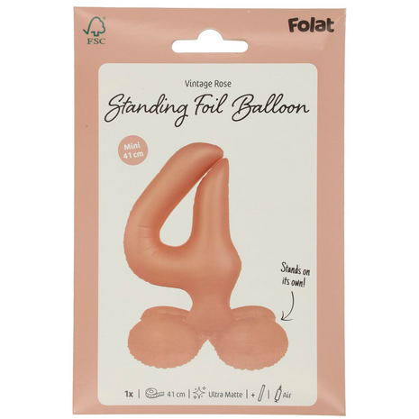 foliecijfer 4 staand, vintage rose, 41 cm