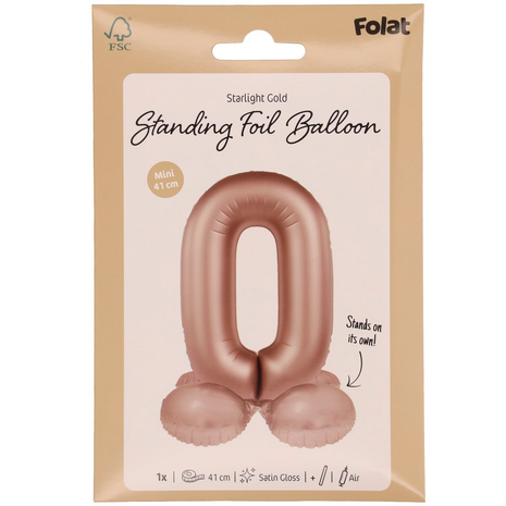 foliecijfer 0 staand, starlight gold, 41 cm