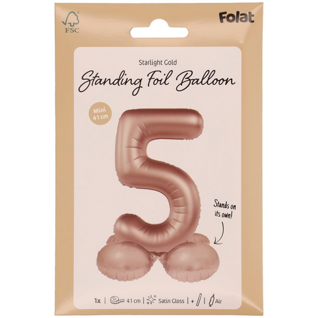 foliecijfer 5 staand, starlight gold, 41 cm