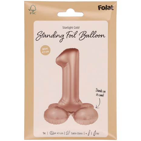 foliecijfer 1 staand, starlight gold, 41 cm