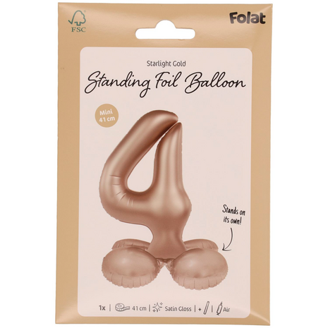foliecijfer 4 staand, starlight gold, 41 cm