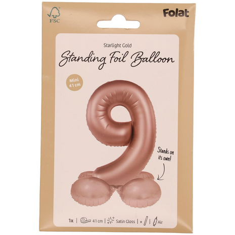 foliecijfer 9 staand, starlight gold, 41 cm