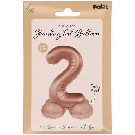 foliecijfer 2 staand, starlight gold, 41 cm