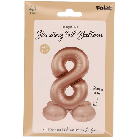 foliecijfer 8 staand, starlight gold, 41 cm