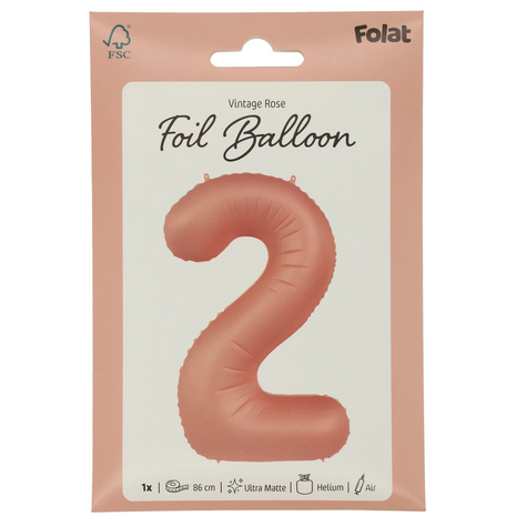 folie cijfer 2 vintage rose,  86cm