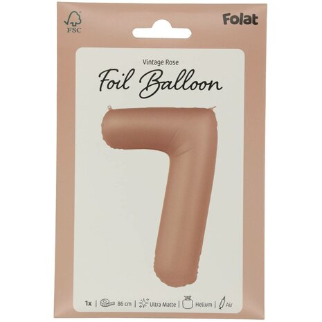 folie cijfer 7 vintage rose,  86cm