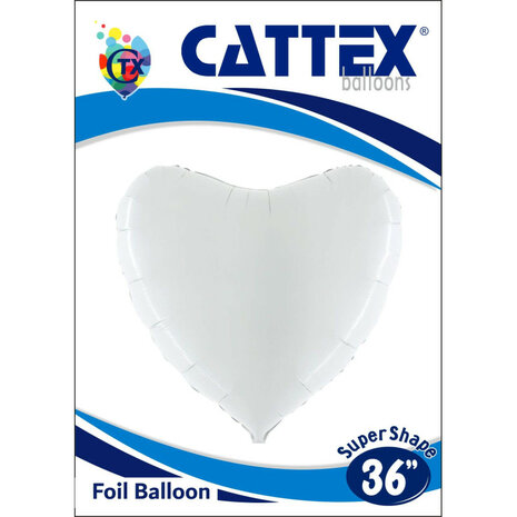 Wit hart folieballon 92 cm