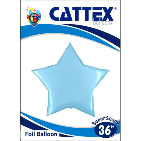 Lichtblauw ster folieballon 92 cm
